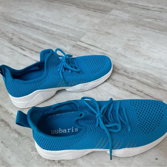 Blue and White Sneakers with Mesh Upper and Lace-Up Design NWOT - Picture 9 of 12